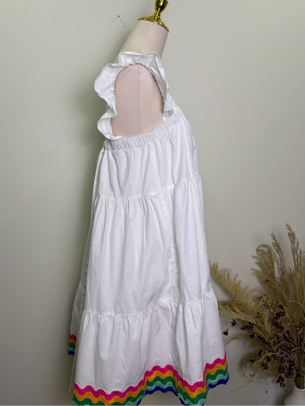 Crown & Ivy Rainbow Ric Rac Trim Tiered Dress Size Large Cotton - Picture 4 of 10